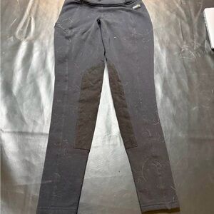 Kerrits Kids winter riding breeches Black Bottoms. Horseback riding.